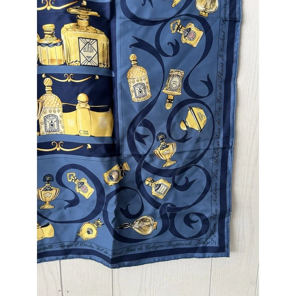 Vintage Guerlain Silk Scarf Perfume Bottle Print Made In France - 35.5